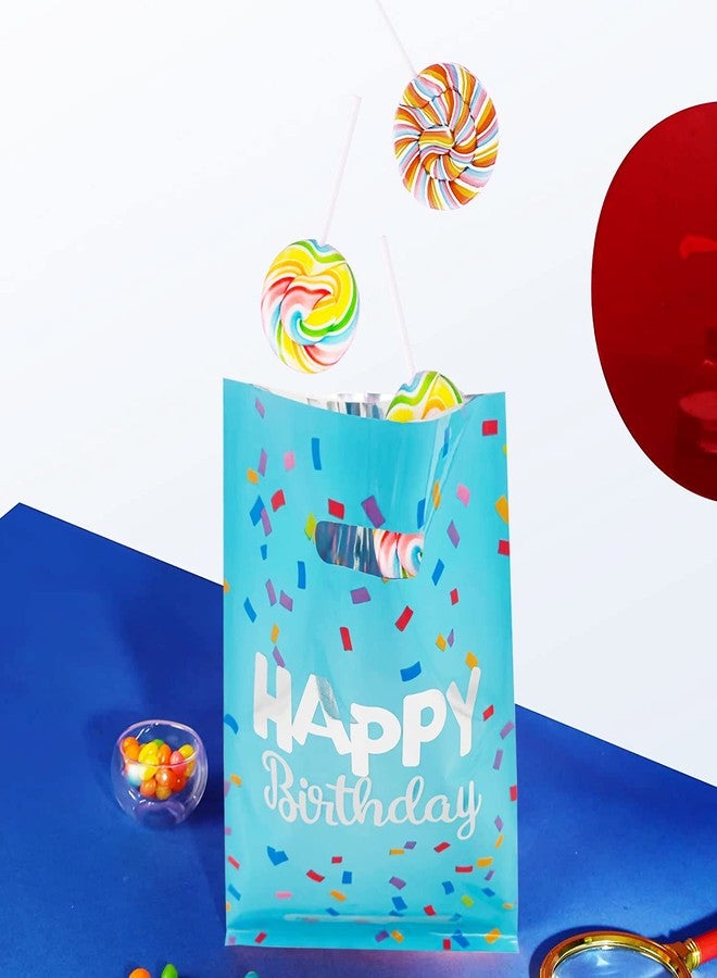 HSPAIDYP 30 Pcs Happy Birthday Party GiftBags,Candy Favor Bags,Plastic Gift Candy GiftBags,Blue Goodies GiftBags for Baby Showers Birthday Party Decorations (Blue Gift Bags) - Image 5